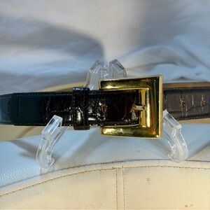 Vintage Luigi Lanatta Brown Leather Belt with Gold Buckle